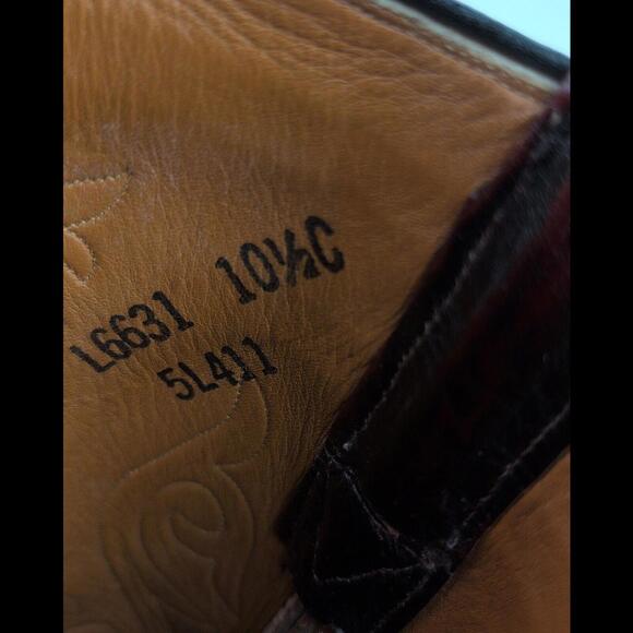VTG 70s LUCCHESE CLASSICS Sz 10.5C L6631 Black Cherry Goat Leather Western Boots main image 13
